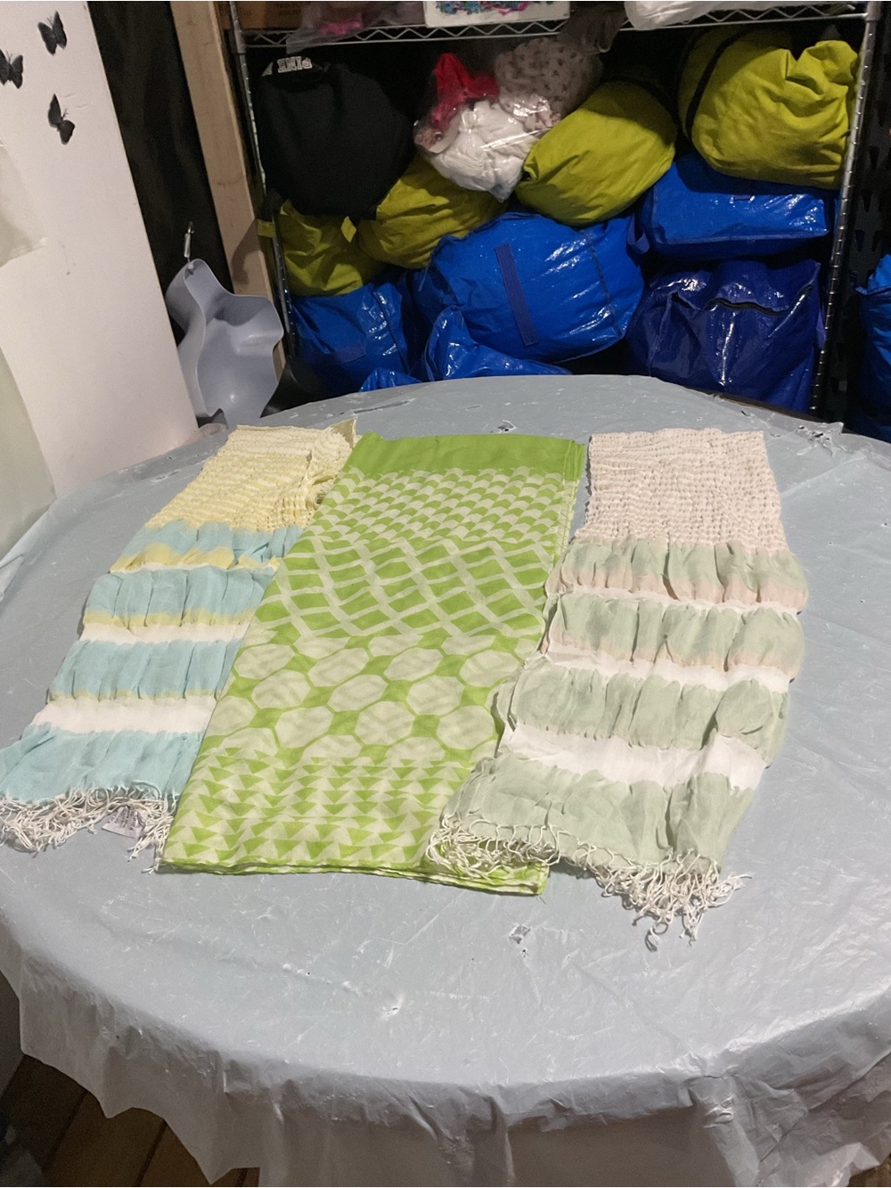 Light Green Patterned Scarf Wrap - Brand Unspecified